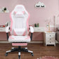 Pink Ergonomic PU Leather Gaming Chair with Adjustable Armrests - ElectronAge