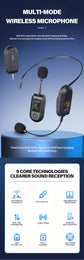2.4G Head-worn/Lavalier Wireless Microphone Set Portable with LED Digital Display for Megaphone Microphone Speaker Outdoor Use