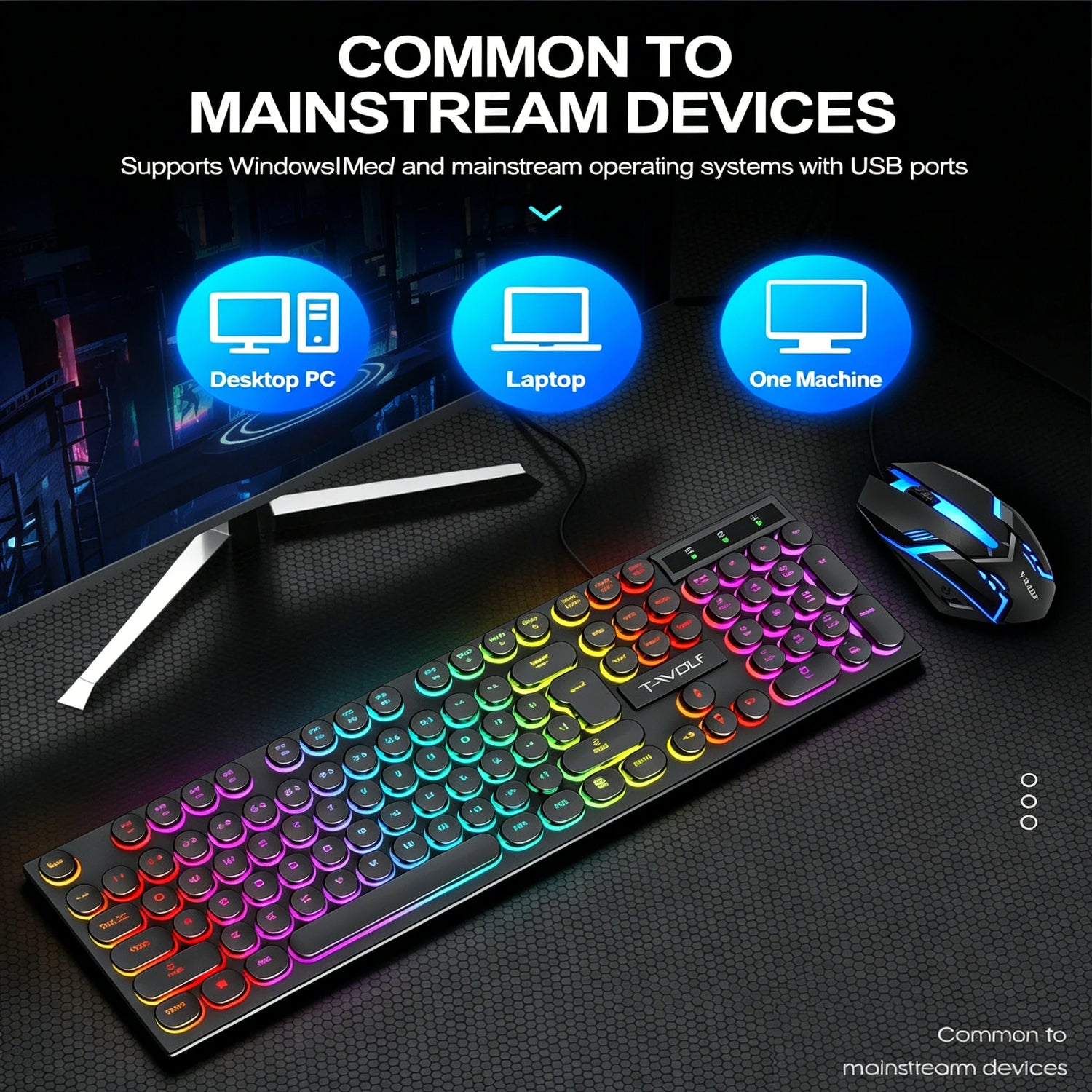 Typewriter style Mechanical feel Gaming Keyboard - ElectronAge
