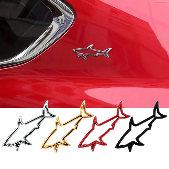 3D Metal Car Shape Sticker Hollow Shark Badge Decal for Cars
