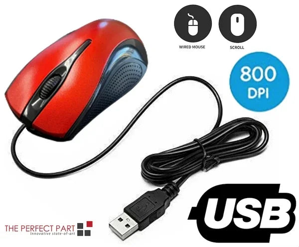 USB 2.0 Optical Wired Scroll Wheel Mouse - ElectronAge