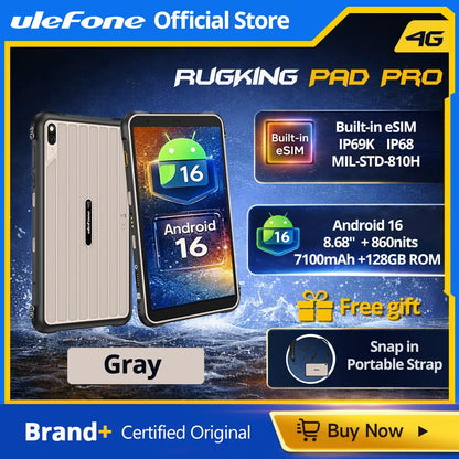 [Built-in eSIM] Ulefone RugKing Pad Pro Rugged Tablet 4G 8.68“90Hz 7100mAh Android 16 , Up to 16GB RAM 128GB ROM Global version