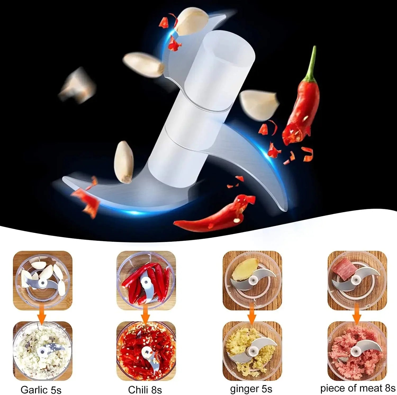 100ML/250ML Electric Meat Mincer Garlic Chopper - ElectronAge