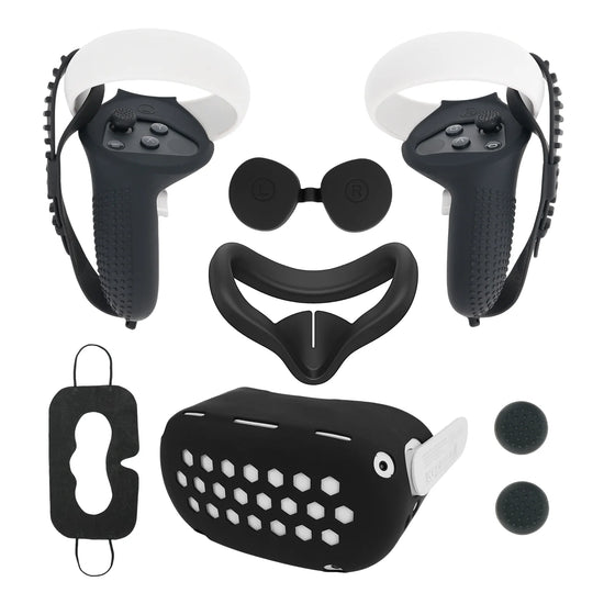 8 in 1 for Oculus Quest 2 Accessories Face Cushion Cover for Quest 2 Contorller Grips Lens VR Silicone Covers VR Shell Cover