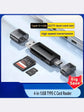 2026 Mini SD TF Card 4-in-1 Multifunction USB Type-C Card Reader External Storage Black Expandable Compatible with USB 2.0