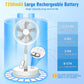 7200mAh Telescopic Foldable Fan Wireless USB Rechargeable Battery Low Noise Fan Height Adjustable Outdoor Portable Small Fans