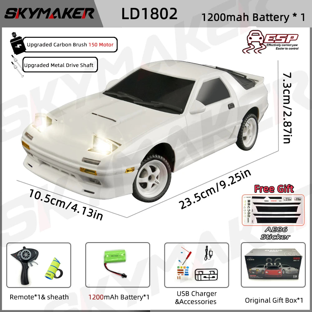 Skymaker AE86 Model LD1801 RX-7 FC LD1802 1:18 RC Drift Car - ElectronAge