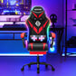 350LBS Gaming Chair with LED RGB Lights Massage Video Gamer Chairs with Footrest Ergonomic High Back Reclining Computer Chair - ElectronAge