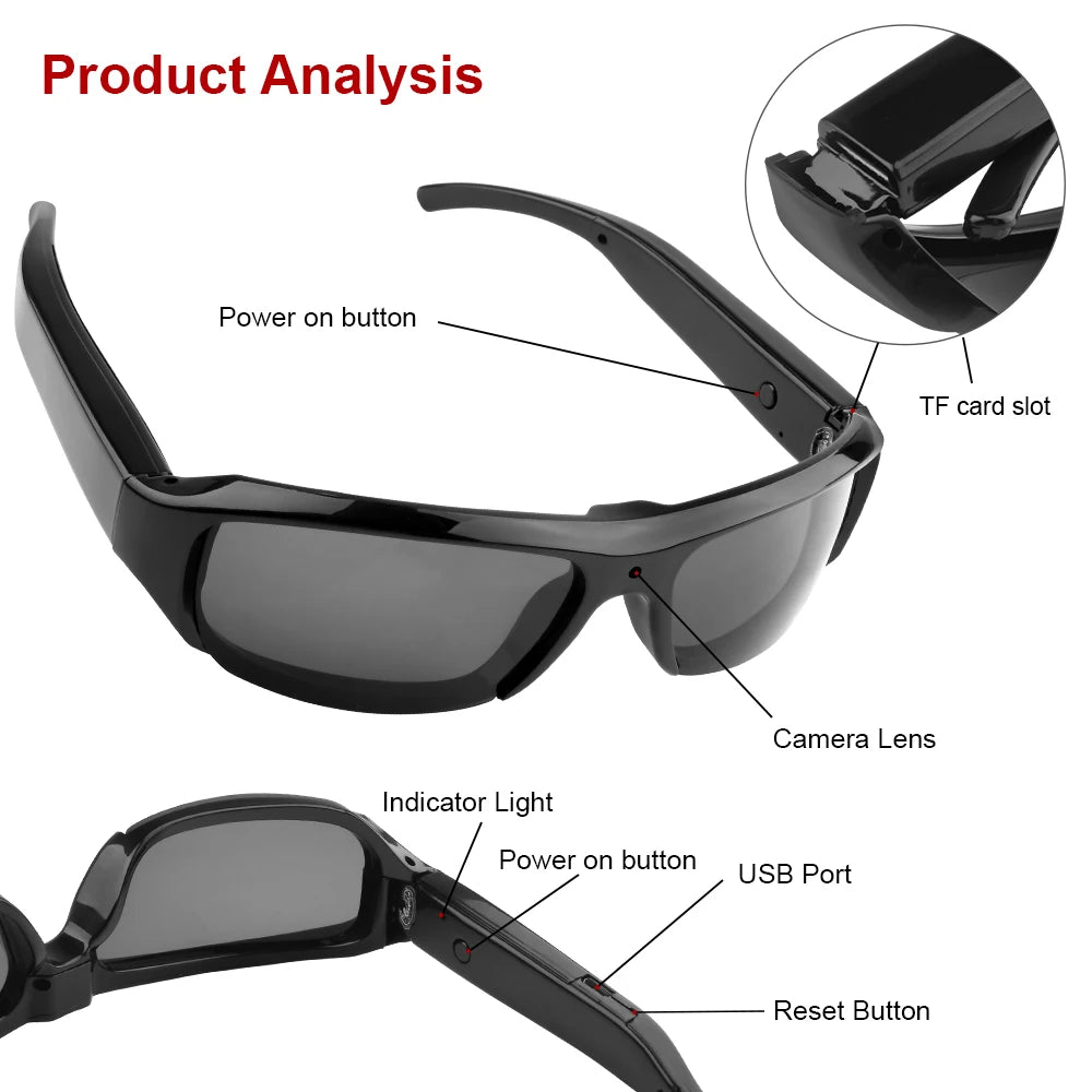 Portable 1080P HD Mini Glasses Camera Video Recorder - ElectronAge