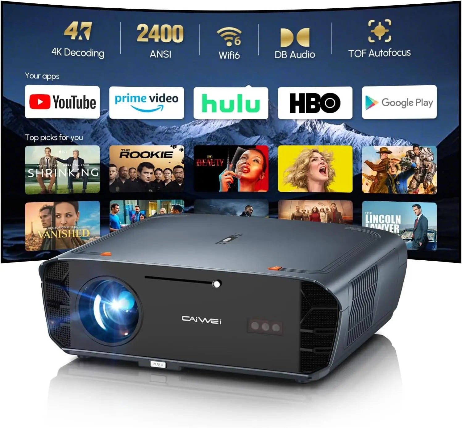 XMSJ 4K Smart Projector with HDR10 - ElectronAge