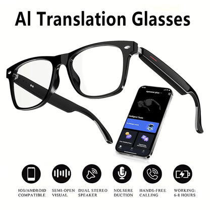 AI Translation Smart Glasses, Anti-blue light lens, Support 160+ languages real-time translation, Stylish audio glasses.