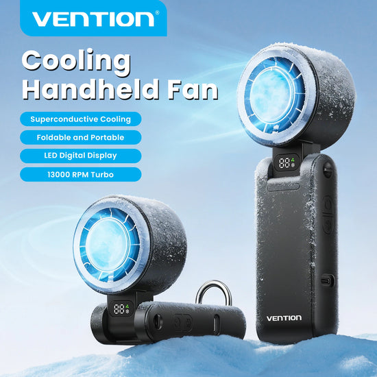 Vention Superconductive Cooling 100 High-speed Handheld Fan 13000 RPM Turbo LED Digital Display Foldable Portable Outdoor Fan