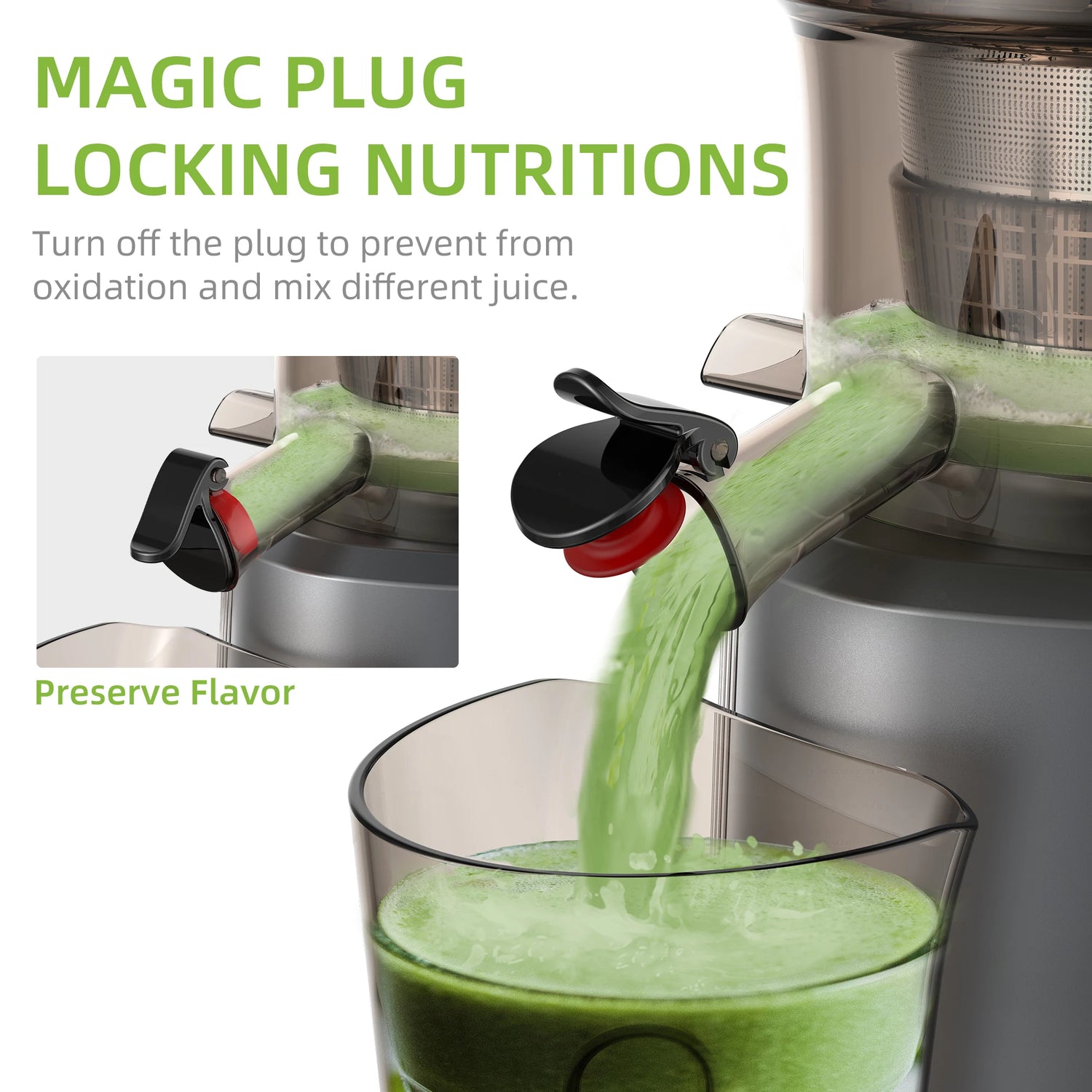 BioloMix Cold Press Juicer with 75mm Feed Chute, 200W 40-65RPM Powerful Motor Slow Masticating Juice Extractor Fits Whole Fruits - ElectronAge