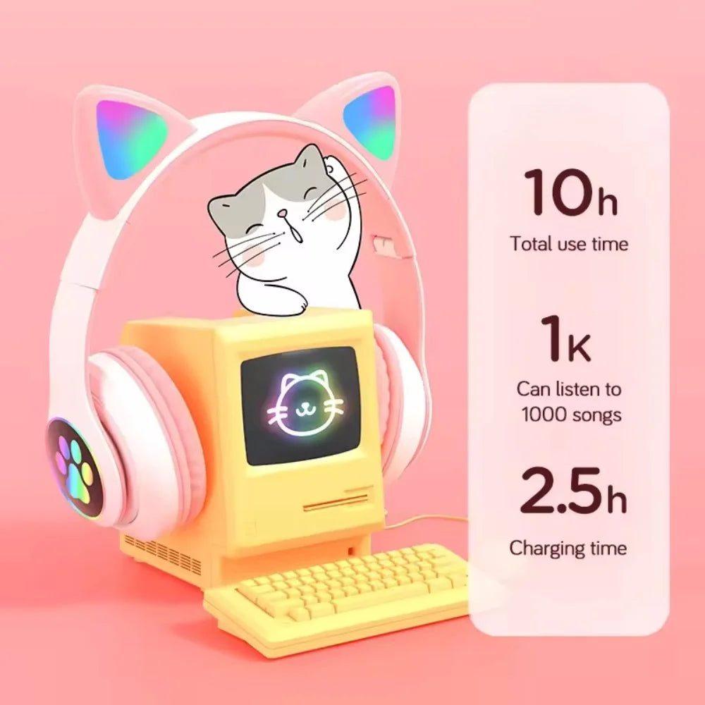 yggcoo Flash Lamp Cute Cat Ears Headphone - ElectronAge