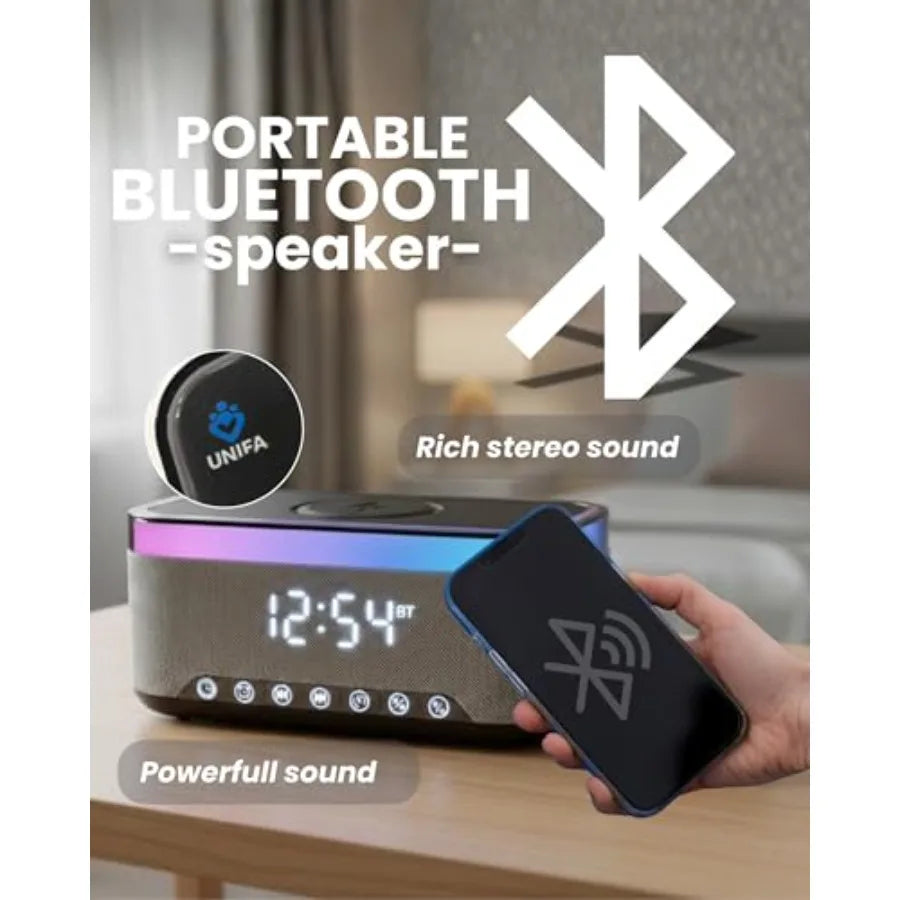 Wireless Charging Alarm Clock with Bluetooth Speaker - ElectronAge