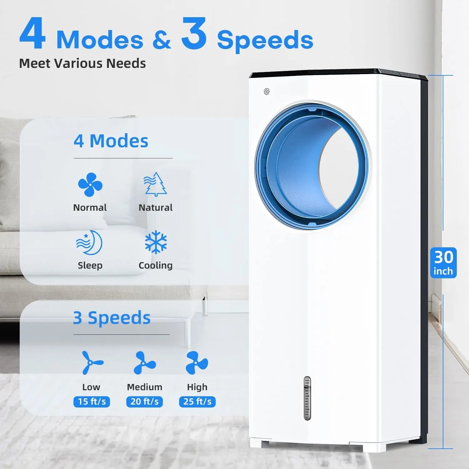 Windowless Portable Air Conditioner, 30" Evaporative Cooler - ElectronAge