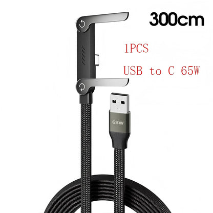 240/65w Fast Charging Foldable Bracket Data Cable 2-in-1 Data Wire Foldable Phone Tablet Stand Type-C to Type-C /USB-A to Type-C