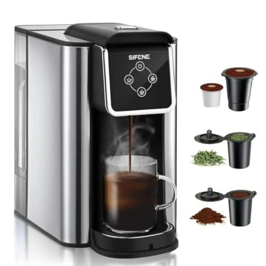 3-in-1 Pod Coffee Machine KC101 - Single Serve Coffee Maker - Quick Brew for Pods Ground Coffee Tea Black