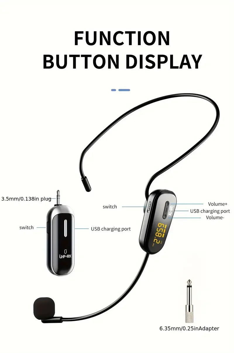Jyx Wireless Microphone Headset Uhf Wireless Headset and Handheld 2-in-1 Microphone - ElectronAge