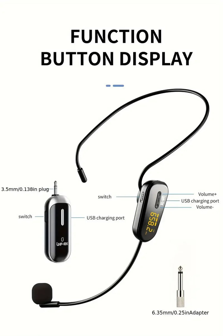 Jyx Wireless Microphone Headset Uhf Wireless Headset and Handheld 2-in-1 Microphone - ElectronAge