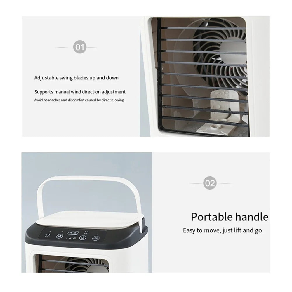 USB Portable Air Conditioner Fan Mini 3 Gears Home Desktop Cooling Fan LED Night Lamp Air Cooler for Room Office Camping 선풍기 - ElectronAge