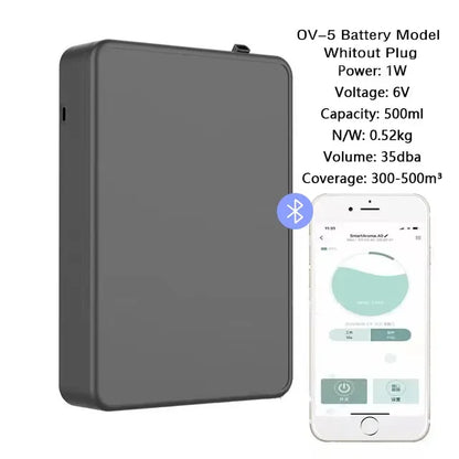 Smart Essential Oil Battery Diffuser Bluetooth App Control Coverage 500m³ Wall Mounted Aroma Diffuser Scent Machine Hotel Home