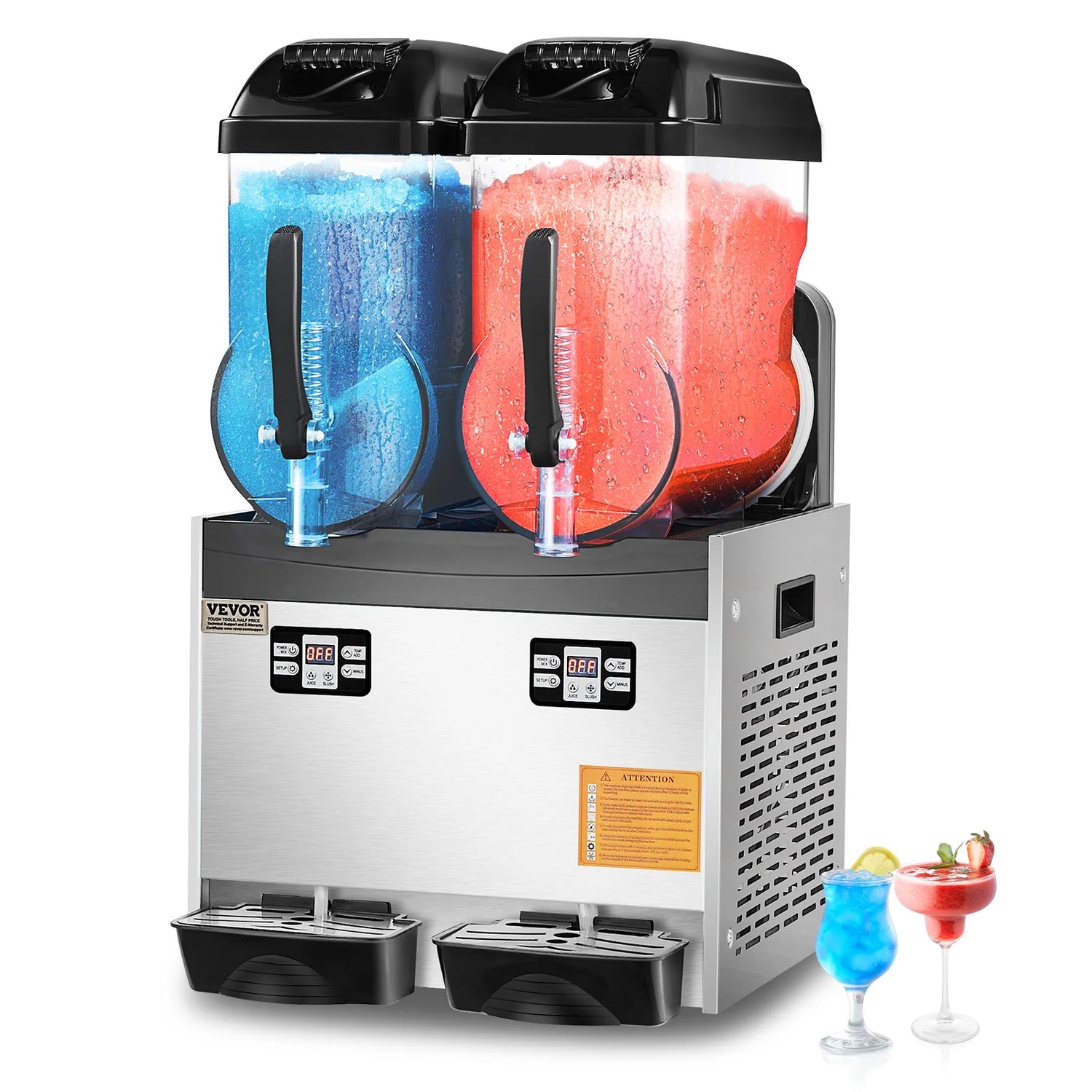 SucceBuy 3-36L Commercial Slushy Machine 1-3 Tanks Stainless Steel Margarita Smoothie Frozen Drink Maker for Party Restaurants - ElectronAge