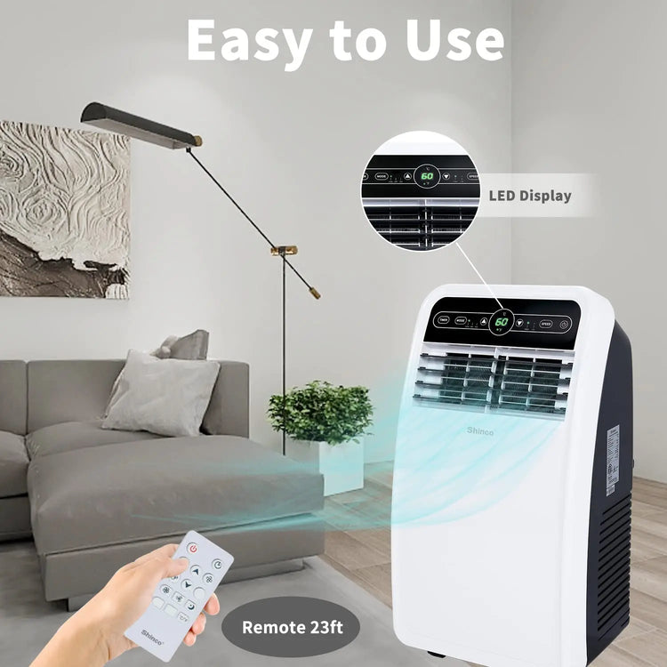 Shinco 8,000 BTU Portable Air Conditioner, AC Unit with Built-in Cool, Dehumidifier & Fan Modes for Room up to 350 sq.ft - ElectronAge