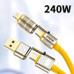 240w 4-in-1 Fast Charging Data Cable Type-c To Type-c Zinc Alloy Cable For Iphone15 Samsung Huawei Xiaomi