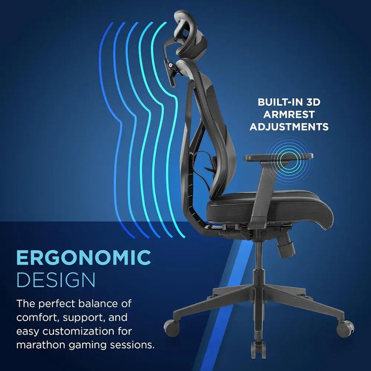 Auto-Adaptive Ergonomic Gaming Chair with Lumbar Support - ElectronAge