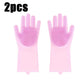 Silicone Dishwashing Gloves  - Heat Resistant & Scratch-Proof for Cleaning, Pet Bathing, Kitchen Tasks, Extra Long Cuff (G