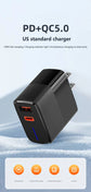 2026 100W Super Fast Charge PD20W Dual Port Suitable for Apple, Huawei, Fully Compatible with US Standard Mobile Phone Charger
