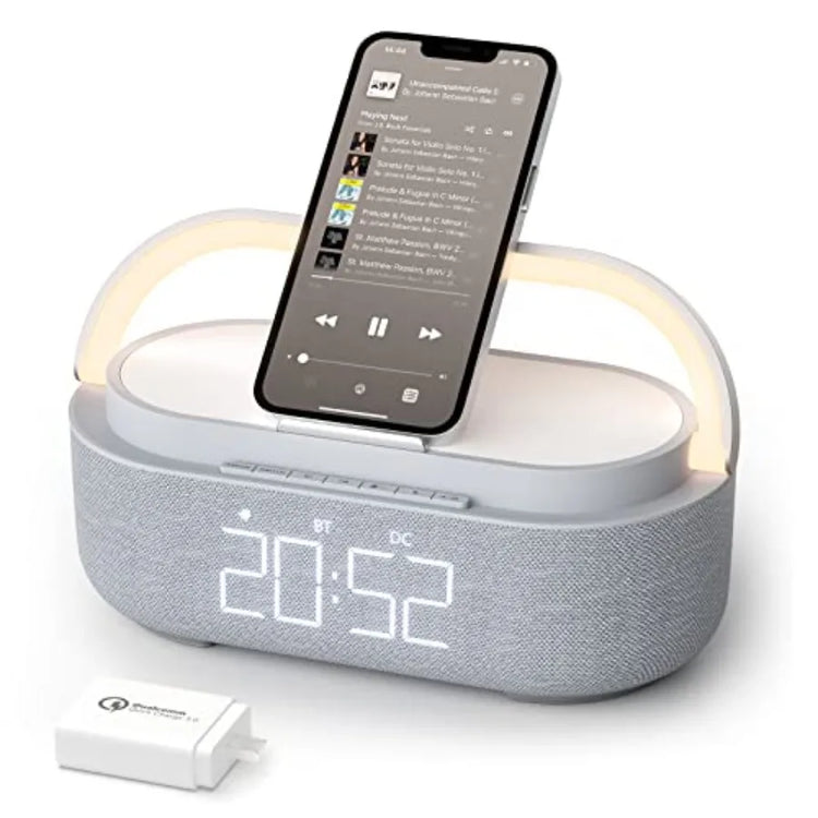 Bluetooth Speaker Alarm Clock with Wireless Charger - ElectronAge