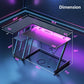 40 Inch Gaming Desk with Power Outlet & LED Lights, L Shaped Computer Gaming Table with 3 Tiers Storage Shelves,, Customized