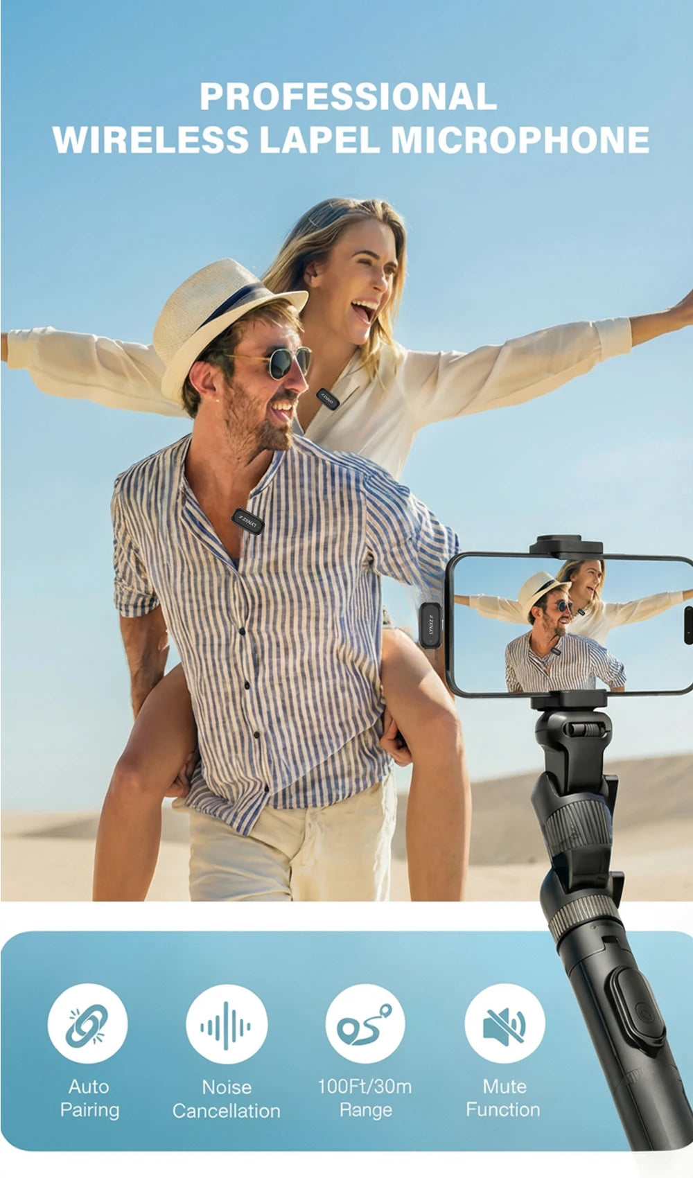 LYNXZ Mini 2 Wireless Lavalier Microphone - ElectronAge