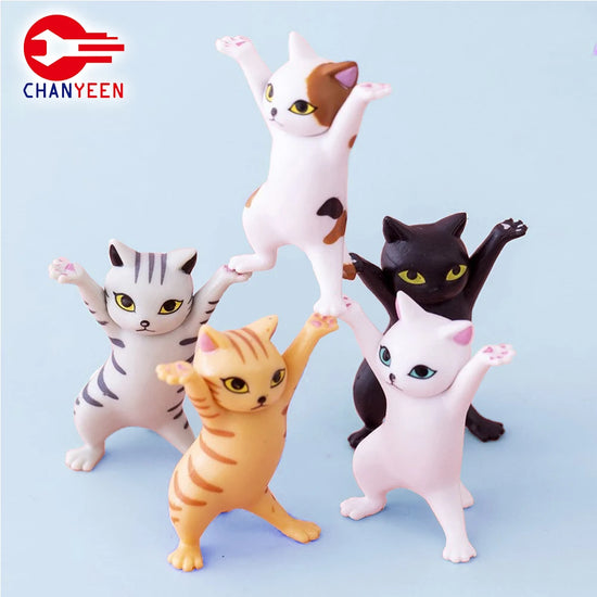 1/4Pcs Cats Pen Holder Funny Cat Doll Ornaments Crafts Earphone Support For Room Office Desk Home Decoration Accessories
