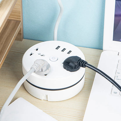 Round Universal Power Strip Portable Extension Cord Socket Plug USB Phone Charger With 3 USB Cable Smart Home EU US UK AU Plug