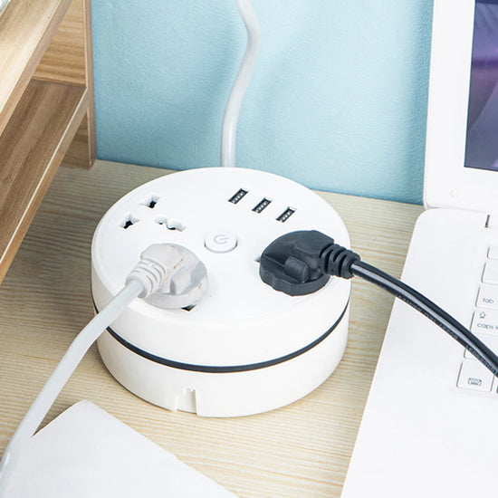 Round Universal Power Strip Portable Extension Cord Socket Plug USB Phone Charger With 3 USB Cable Smart Home EU US UK AU Plug