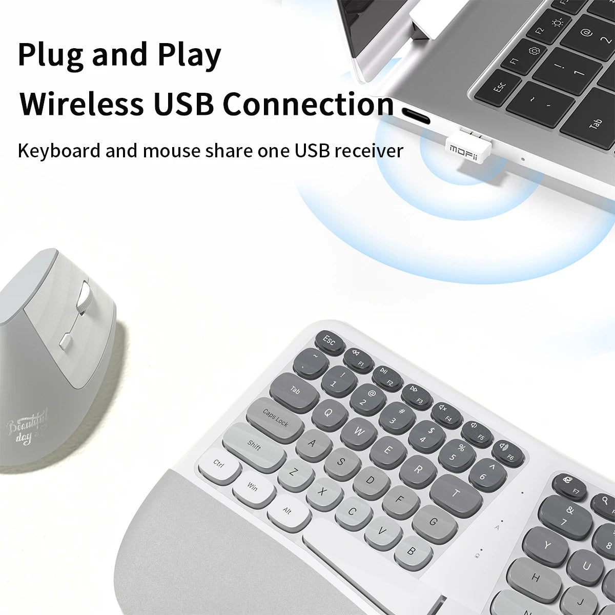 MOFii Ergonomic Keyboard and Mouse Combo - ElectronAge