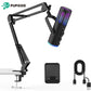 Pupgsis Gaming Microphone, USB Condenser Mic for PC, PS4/5 and Mac,Noise Cancellation Computer Mic with Mute, Reverb, Monitoring