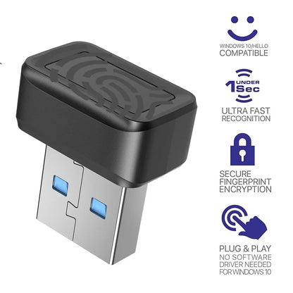 USB Fingerprint Key Reader For Windows 7/8/10/11 Hello Security Key Biometric Scanner PC Fingerprint Sensor Module Password Free