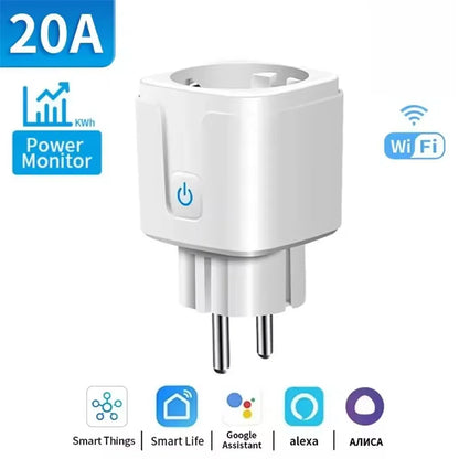 Tuya WiFi/Zigbee Smart Plug EU Socket 16A/20A Power Monitor Timer Remote Voice Control Works with Alexa Google Home Smart Life