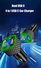 UYUXIO USB C Car Phone Charger Dual PD 4 in 1 with Voltage Display Super Fast Charge Adapter for iPhone Xiaomi Oppo Vivo Samsung