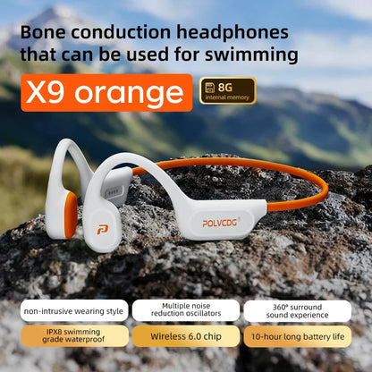 POLVCDG X9 Bone Conduction Earphones 32G IPX8 Waterproof Open Design for Swimming Running Cycling Hanging Earphones - ElectronAge