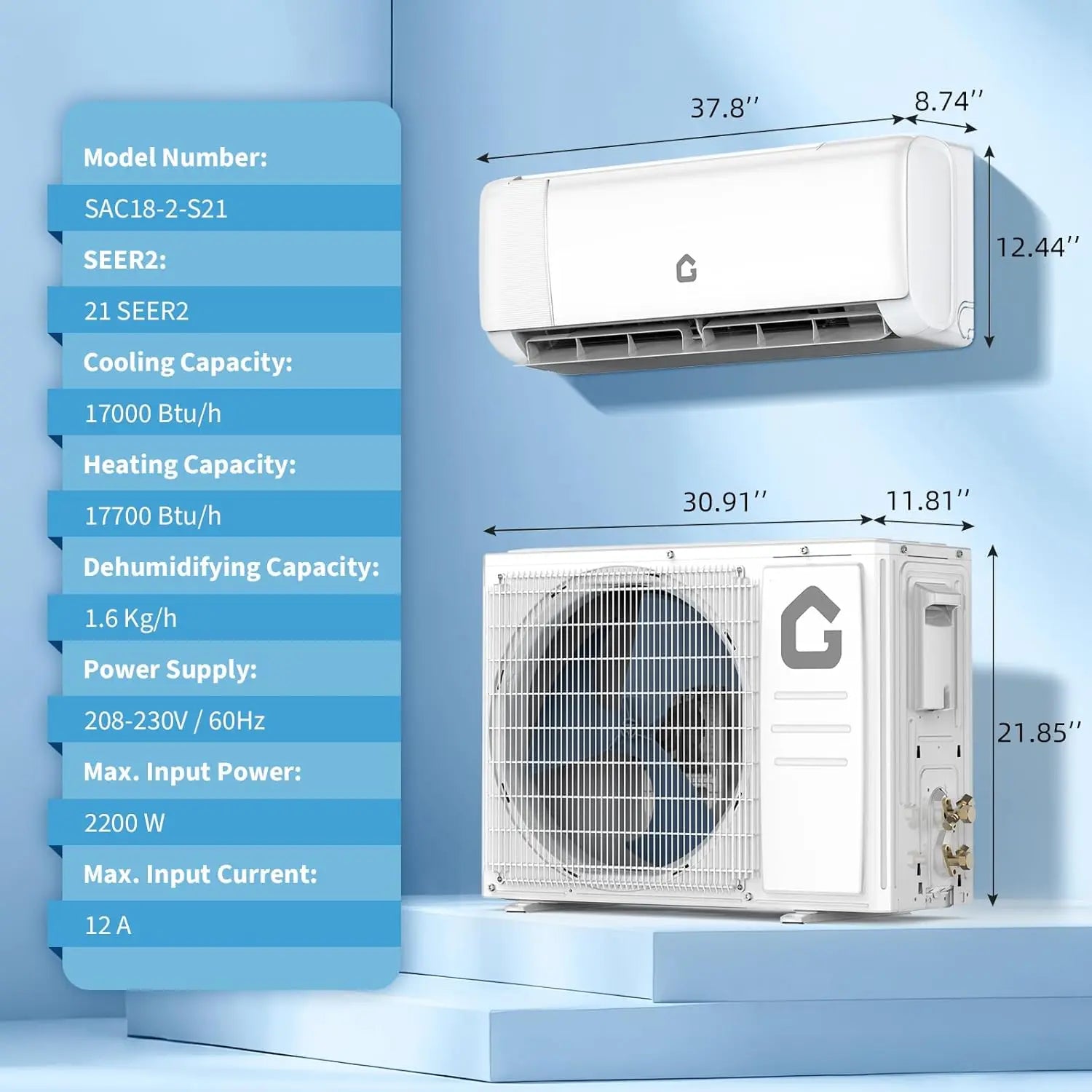 Adoolla High SEER 18.5-22 Inverter Mini Split Air Conditioner - ElectronAge