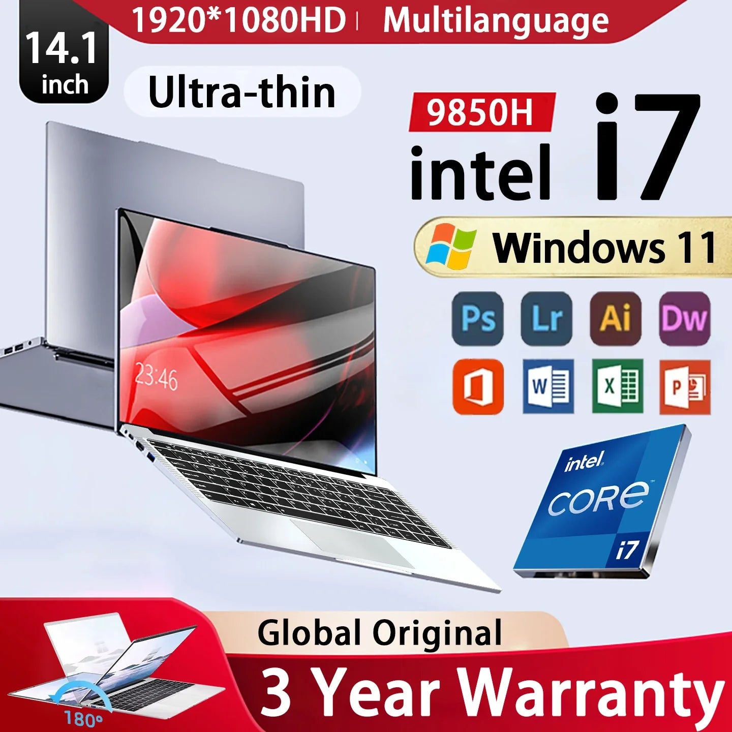 14.1 inch 12GB 2TB Intel Core i7 9850H Windows 11 Gaming Computer - ElectronAge