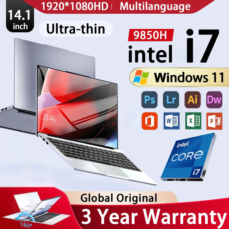 14.1 inch 12GB 2TB Intel Core i7 9850H Windows 11 Gaming Computer - ElectronAge