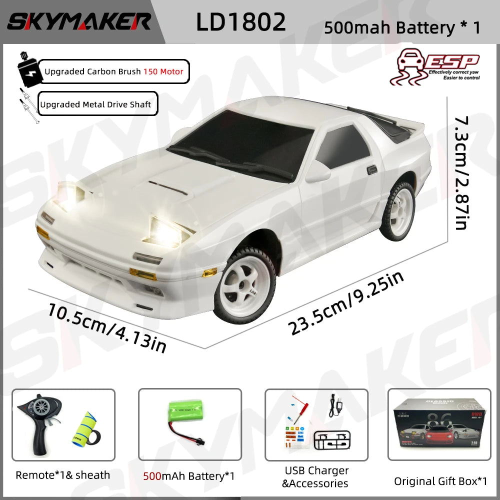 Skymaker AE86 Model LD1801 RX-7 FC LD1802 1:18 RC Drift Car - ElectronAge