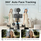 Vlogging Kit for iPhone/Android 70 Auto Face Tracking Tripod 360 Rotation with Light Wireless Microphones Selfie Stick Tripod f