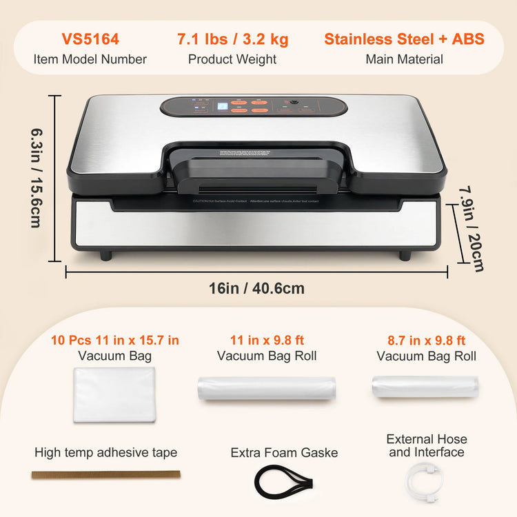 SucceBuy 90Kpa 130W Vacuum Sealer Food Packaging Machine with Free 10pcs Vacuum bags for Household Kitchen Vacuum Food Sealing - ElectronAge